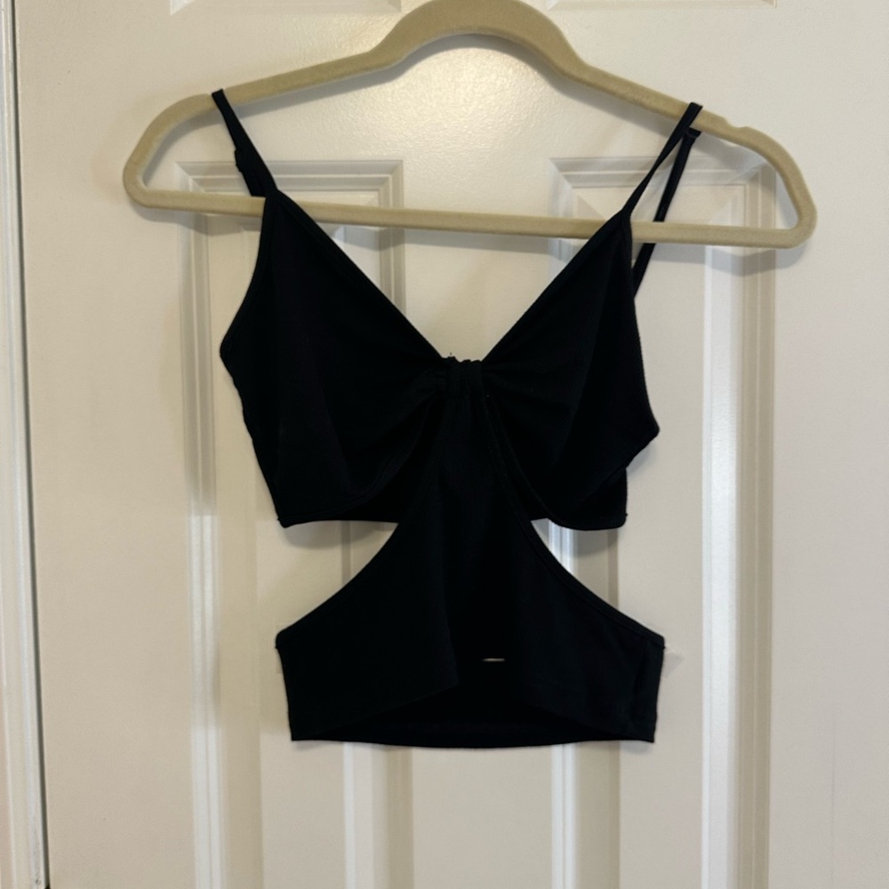 Black cutout crop top